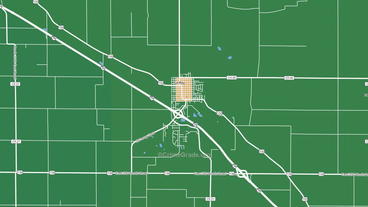 Le Roy, IL Map of Vandalism Rates