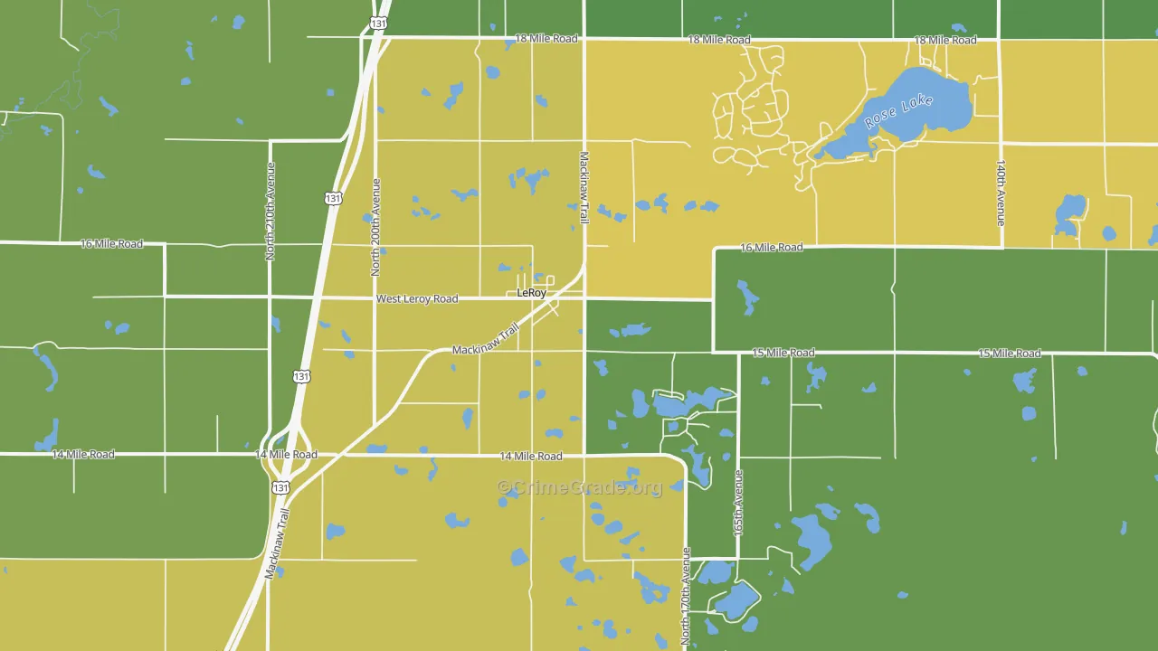 Le Roy, MI Map of Vandalism Rates