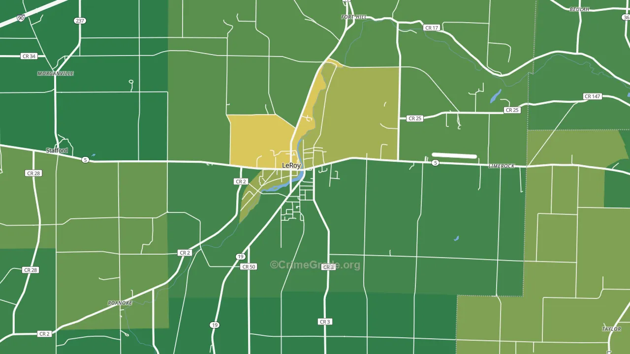 Le Roy, NY Map of Vandalism Rates