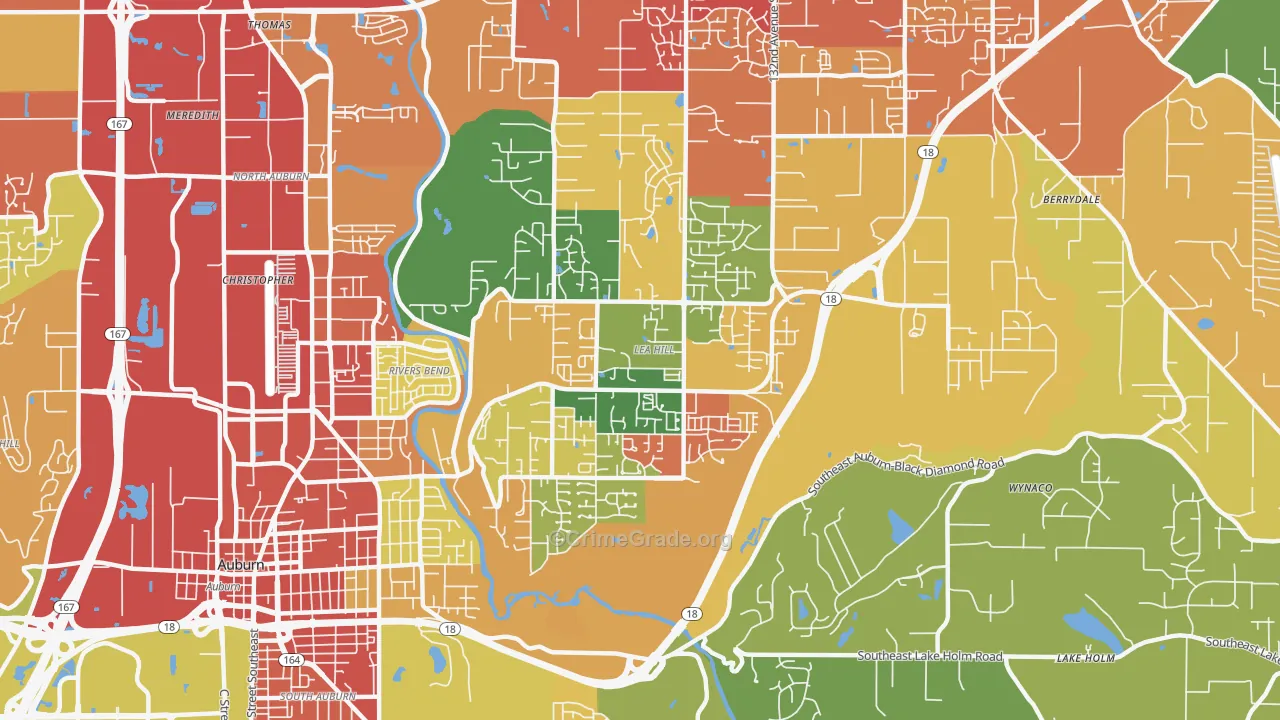 Lea Hill, Auburn, WA Map of Vandalism Rates
