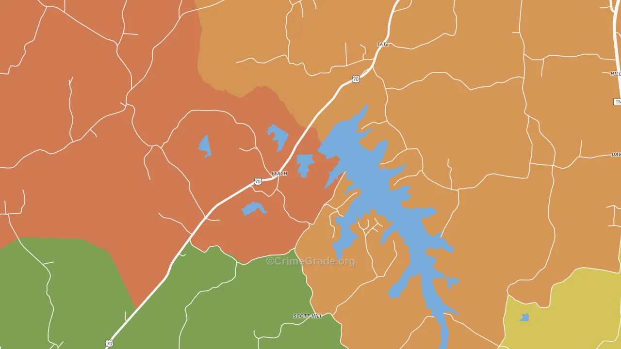 Leach, TN Map of Vandalism Rates
