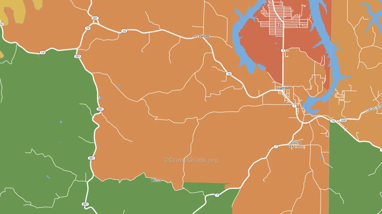 Lead Hill, AR Map of Vandalism Rates
