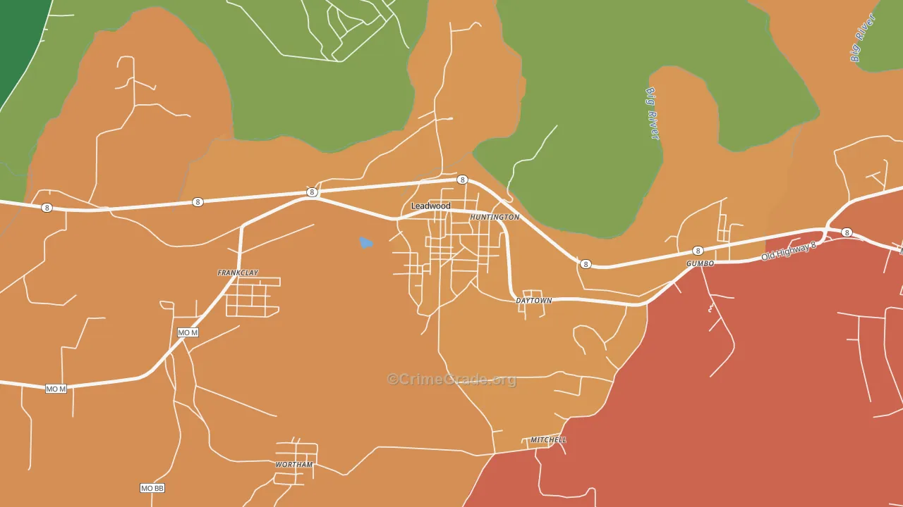 Leadwood, MO Map of Vandalism Rates