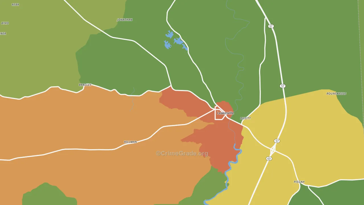 Leakesville, MS Map of Vandalism Rates