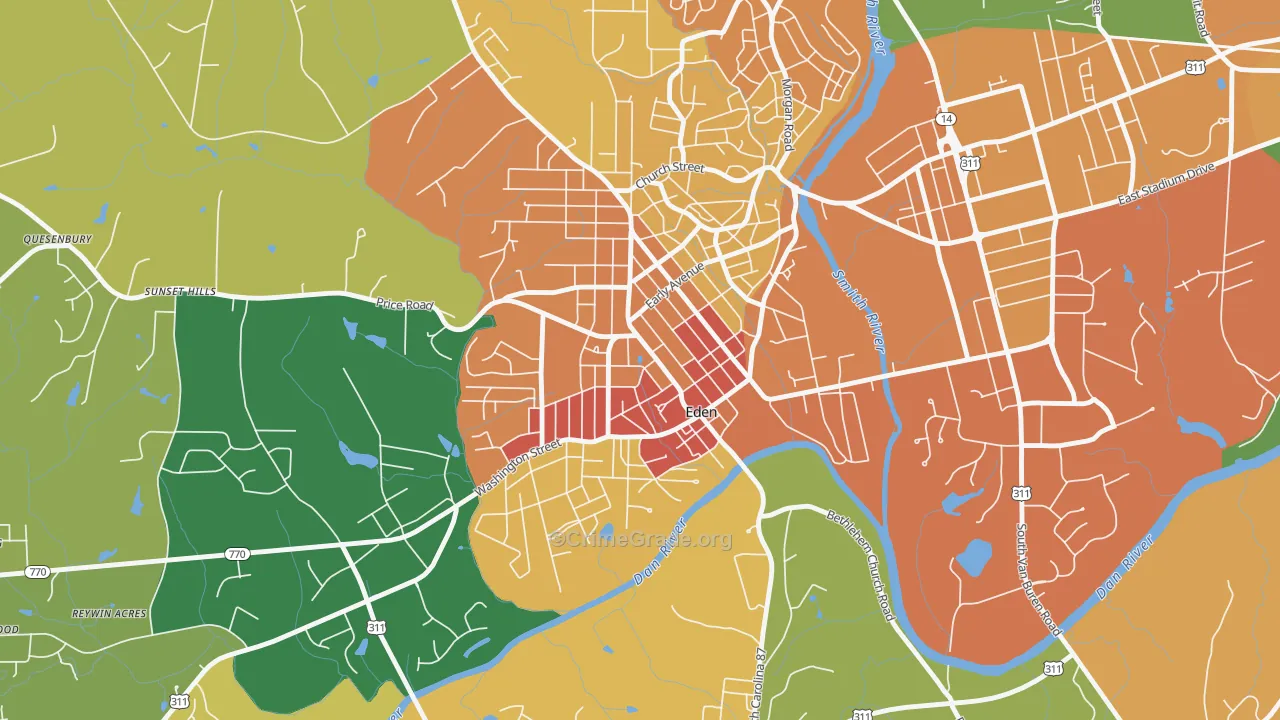 Leaksville, Eden, NC Map of Vandalism Rates