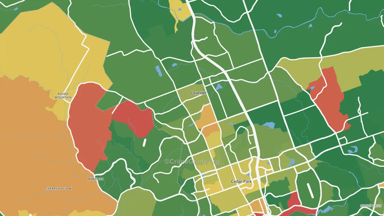 Leander, TX Map of Vandalism Rates