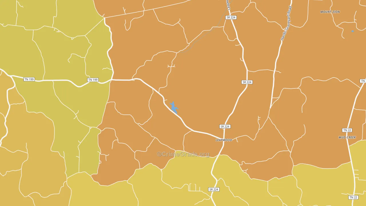 Leapwood, TN Map of Vandalism Rates