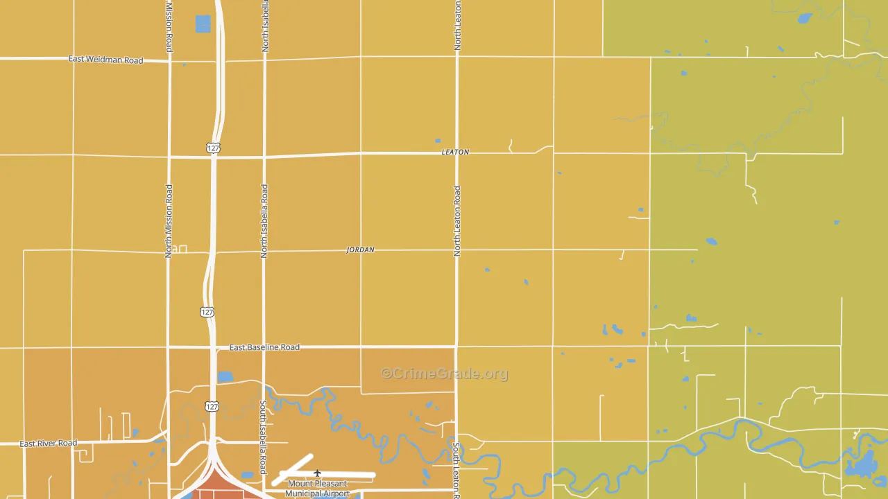 Leaton, MI Map of Vandalism Rates