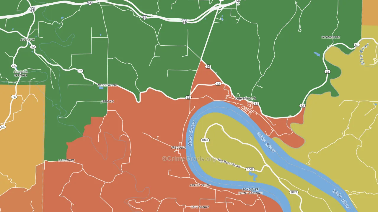 Leavenworth, IN Map of Vandalism Rates