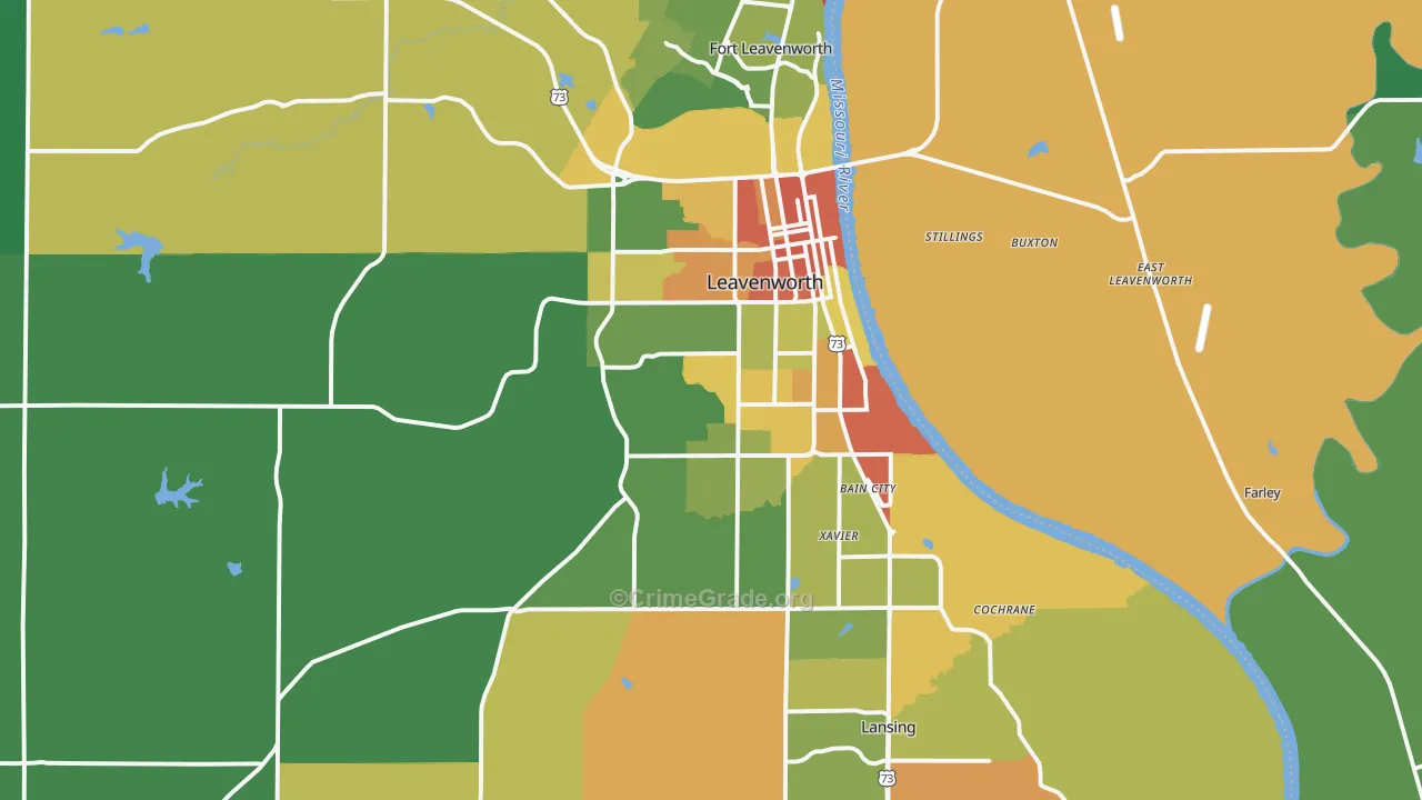 Leavenworth, KS Map of Vandalism Rates