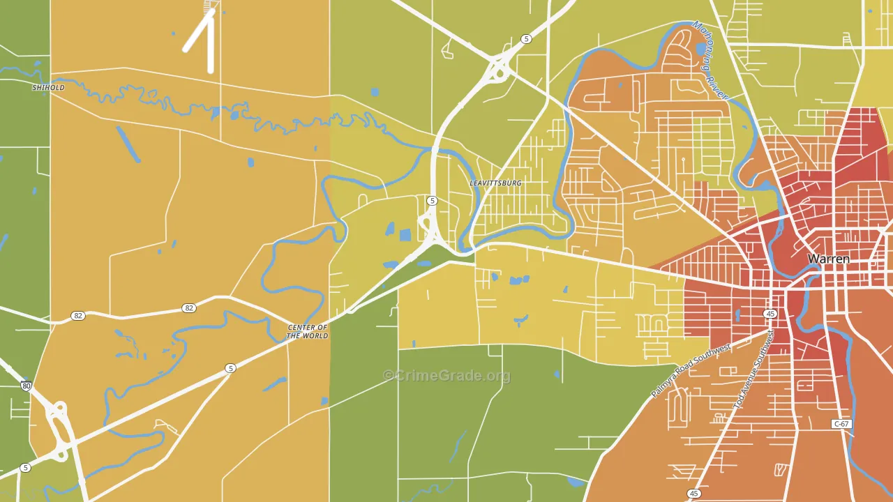 Leavittsburg, OH Map of Vandalism Rates