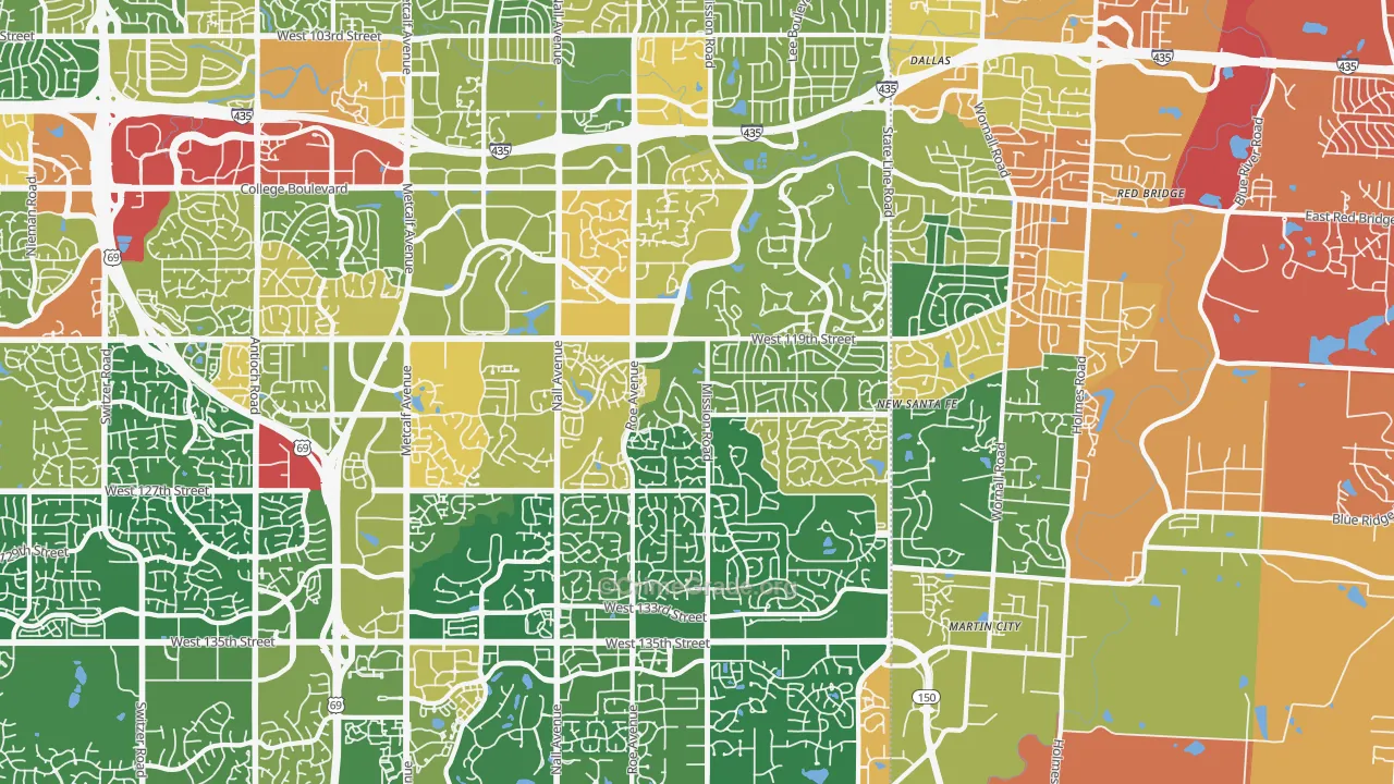 Leawood, KS Map of Vandalism Rates