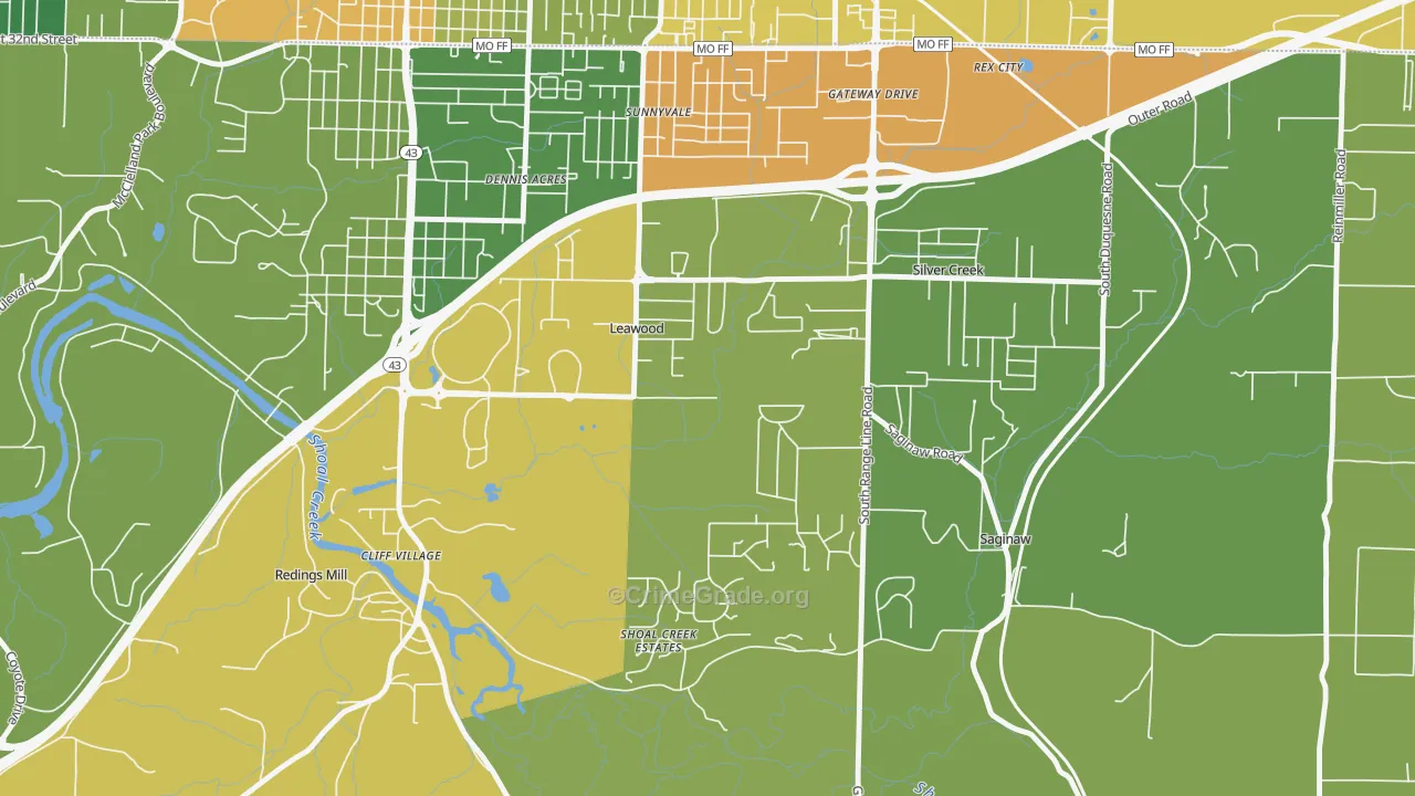 Leawood, MO Map of Vandalism Rates