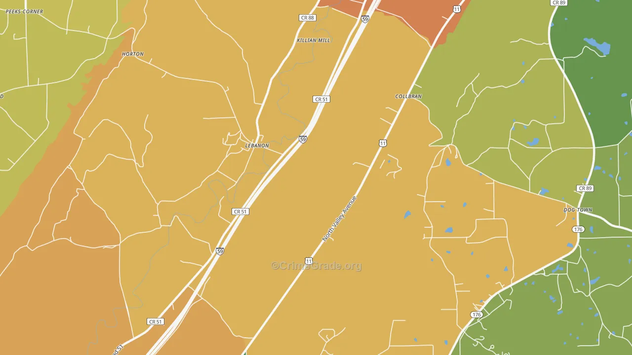 Lebanon, AL Map of Vandalism Rates