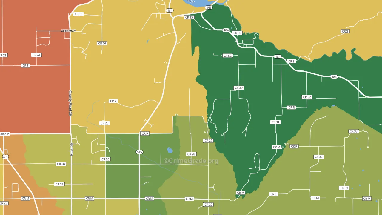 Lebanon, CO Map of Vandalism Rates