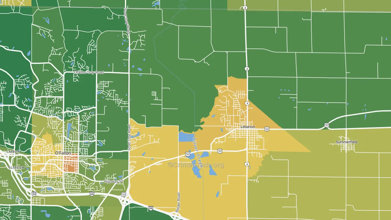 Lebanon, IL Map of Vandalism Rates