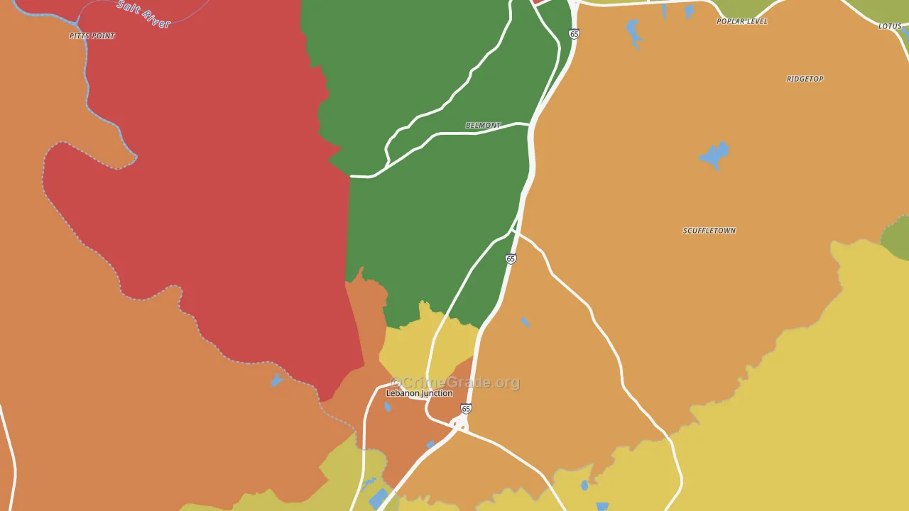 Lebanon Junction, KY Map of Vandalism Rates