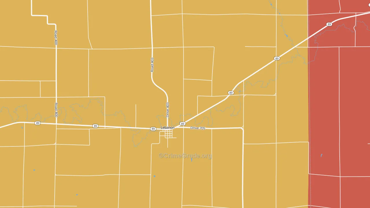 Lebanon, NE Map of Vandalism Rates