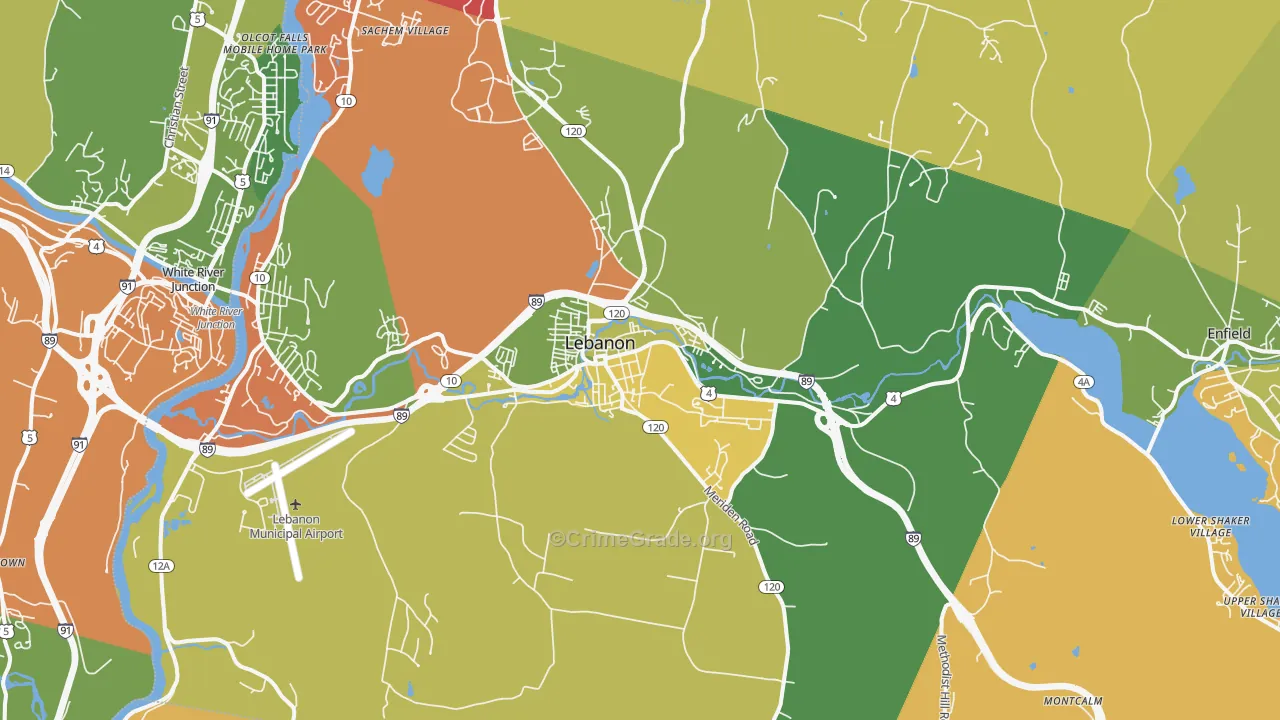 Lebanon, NH Map of Vandalism Rates