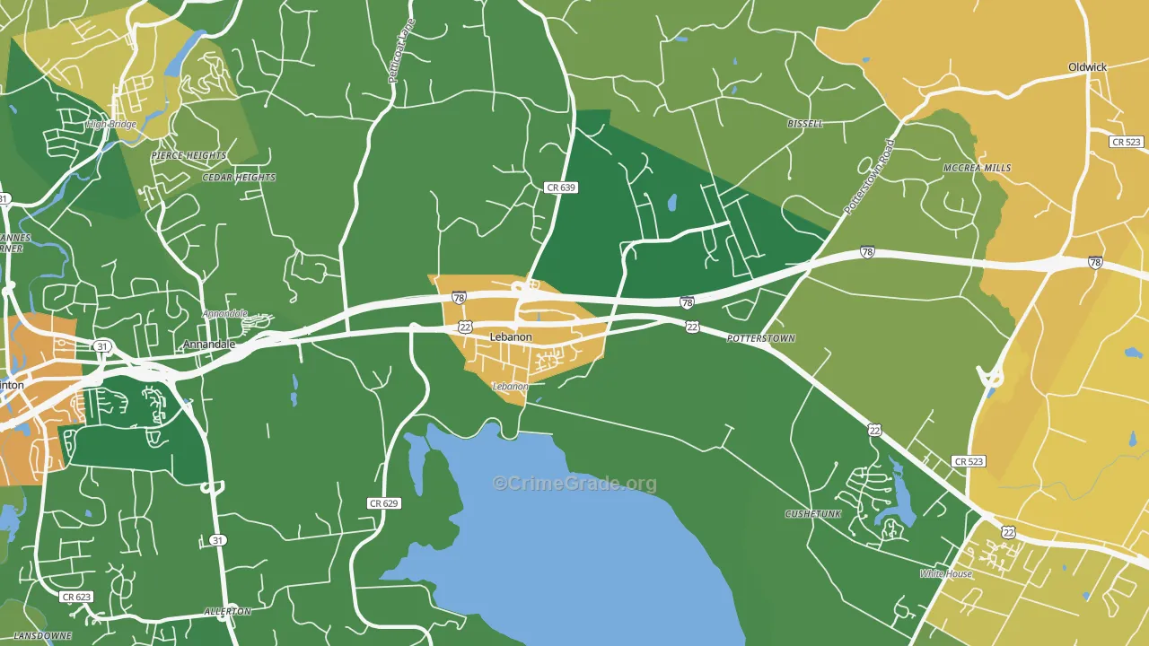Lebanon, NJ Map of Vandalism Rates