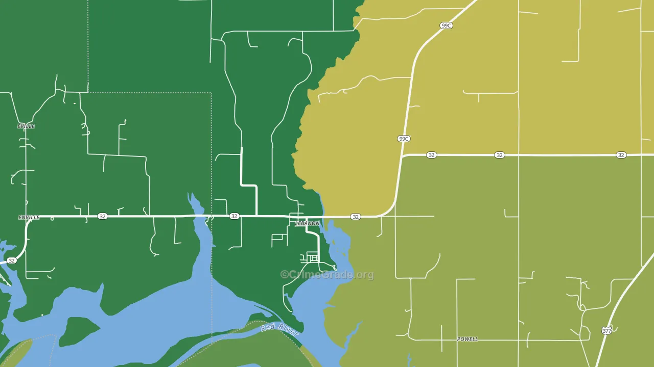 Lebanon, OK Map of Vandalism Rates