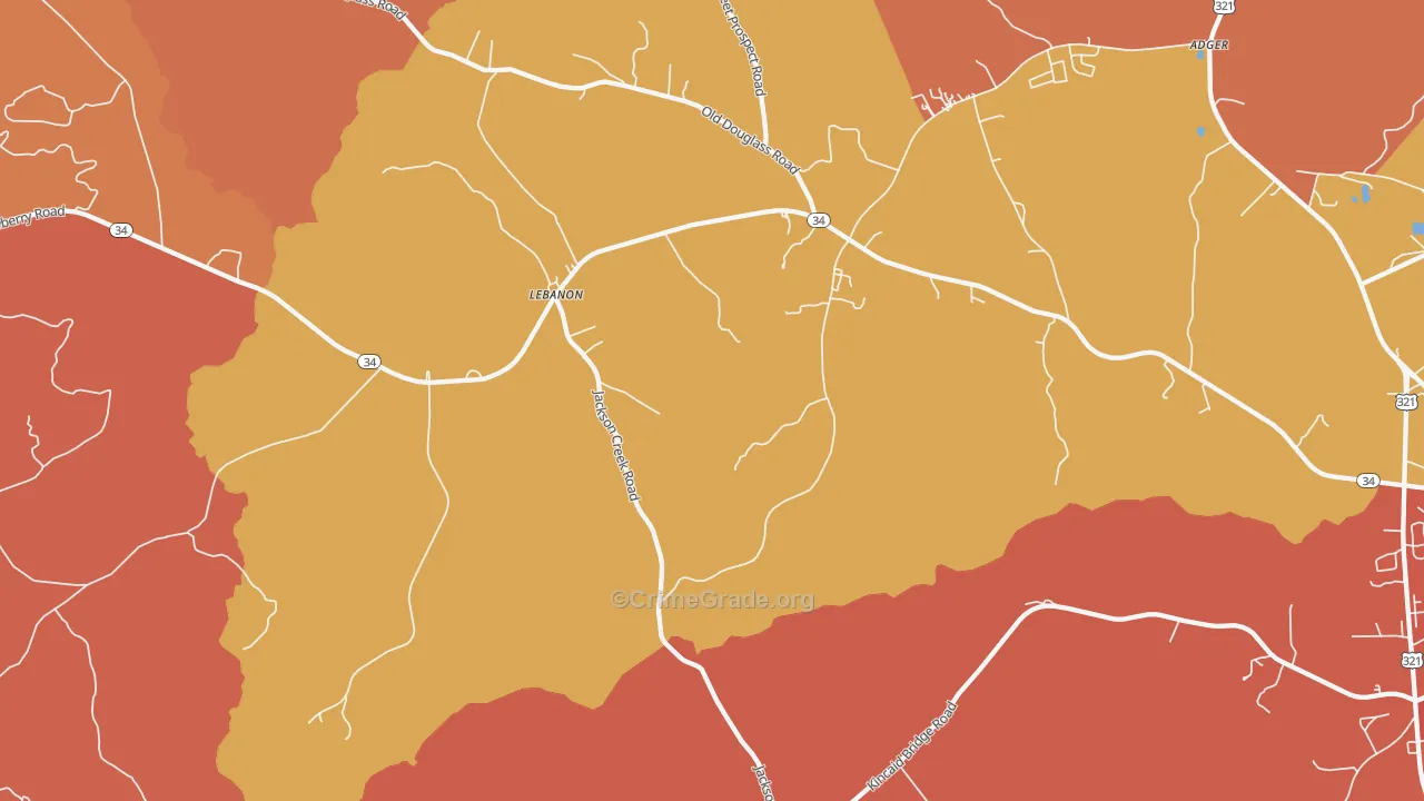 Lebanon, SC Map of Vandalism Rates