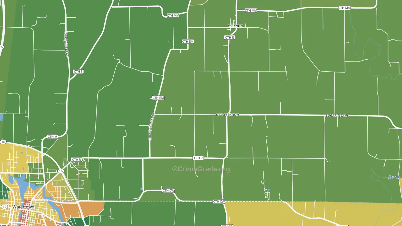 Lebanon, WI Map of Vandalism Rates