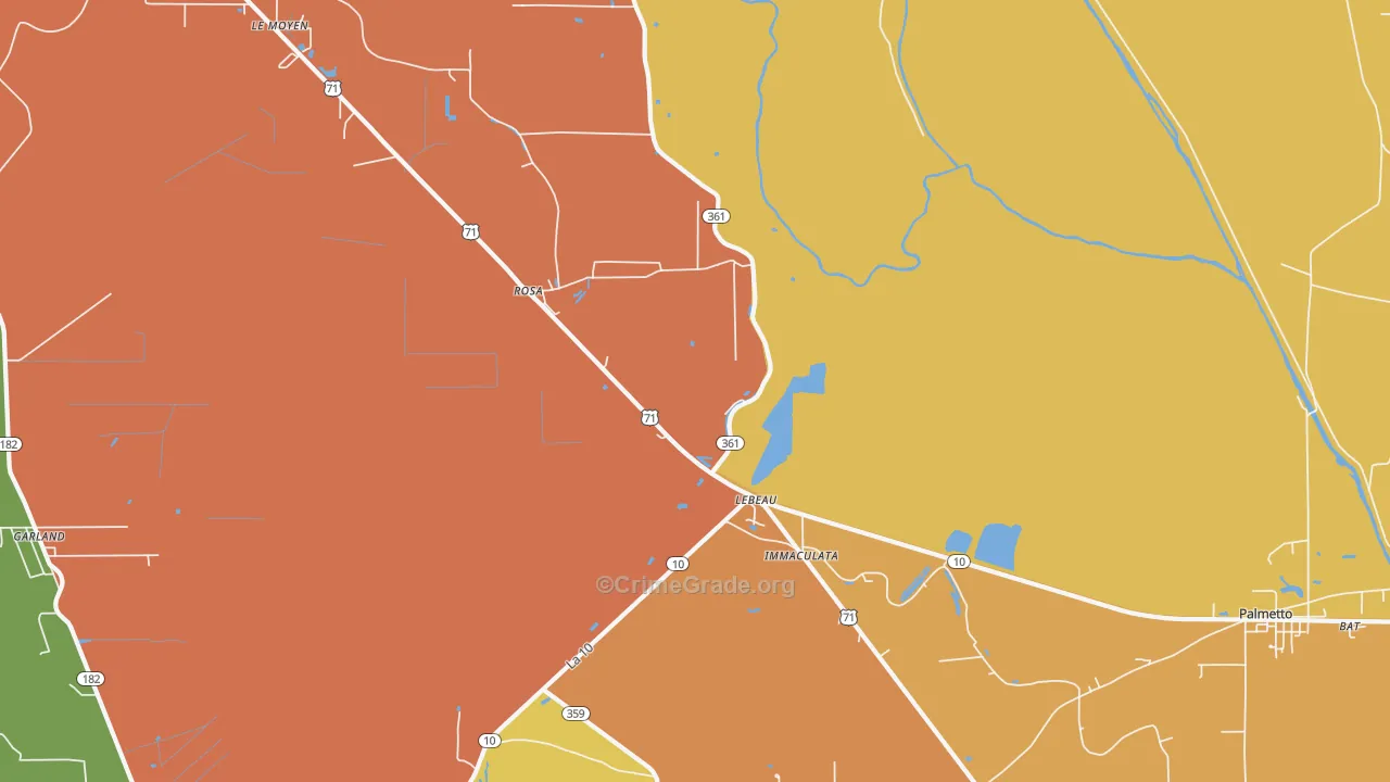 Lebeau, LA Map of Vandalism Rates