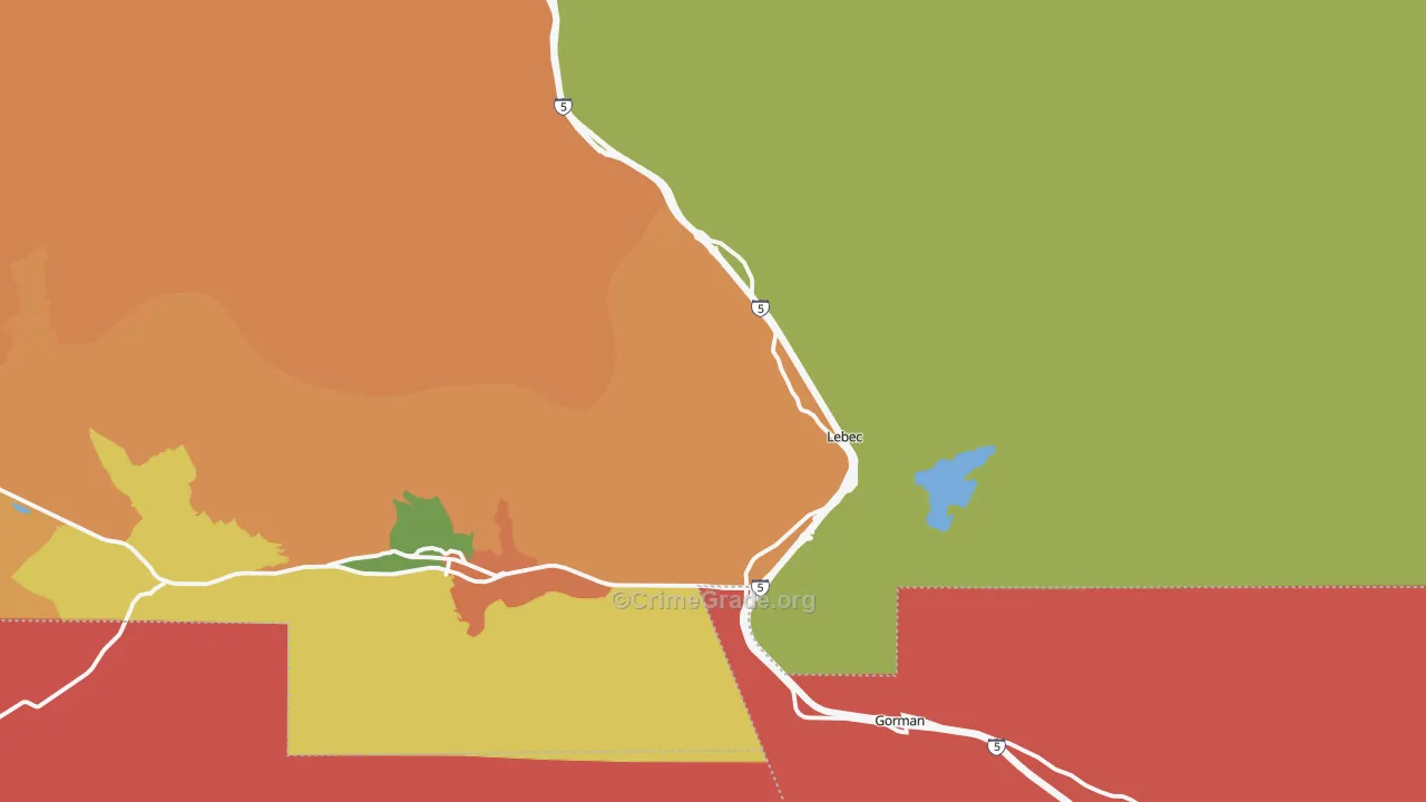 Lebec, CA Map of Vandalism Rates