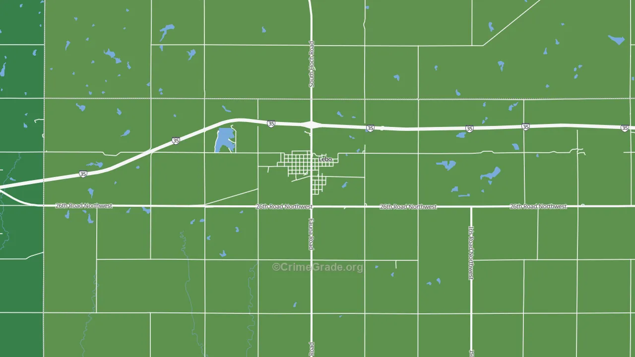 Lebo, KS Map of Vandalism Rates