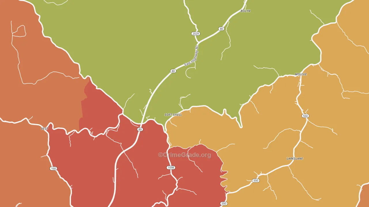 Leburn, KY Map of Vandalism Rates