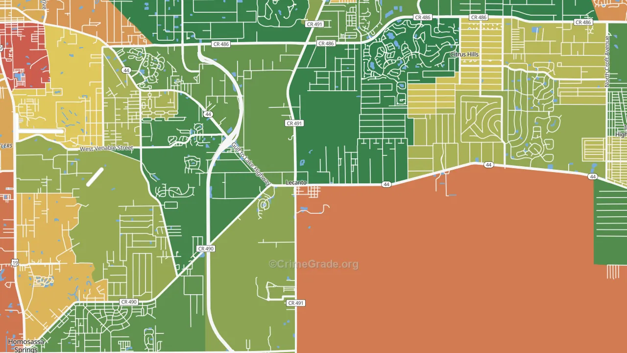 Lecanto, FL Map of Vandalism Rates