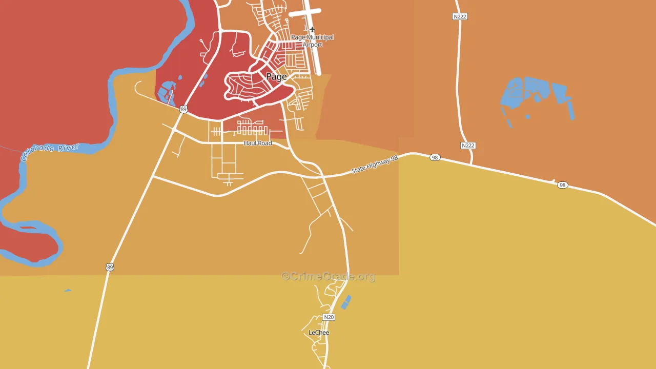 Lechee, AZ Map of Vandalism Rates