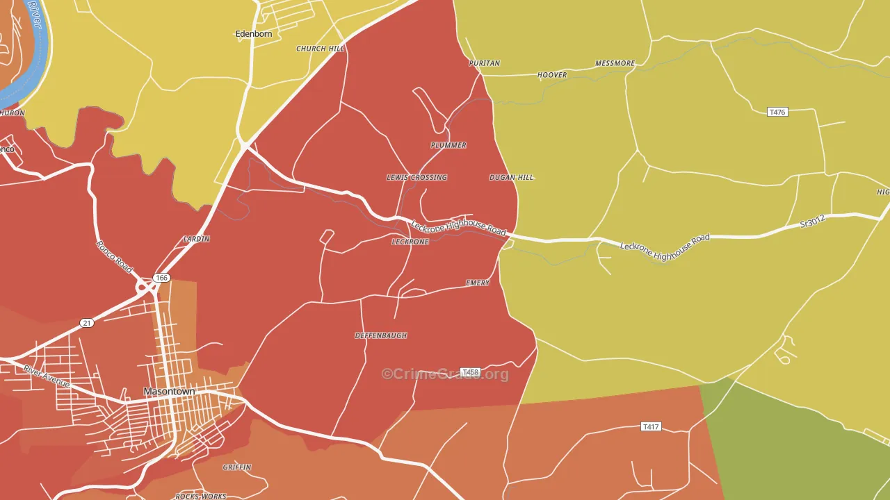 Leckrone, PA Map of Vandalism Rates