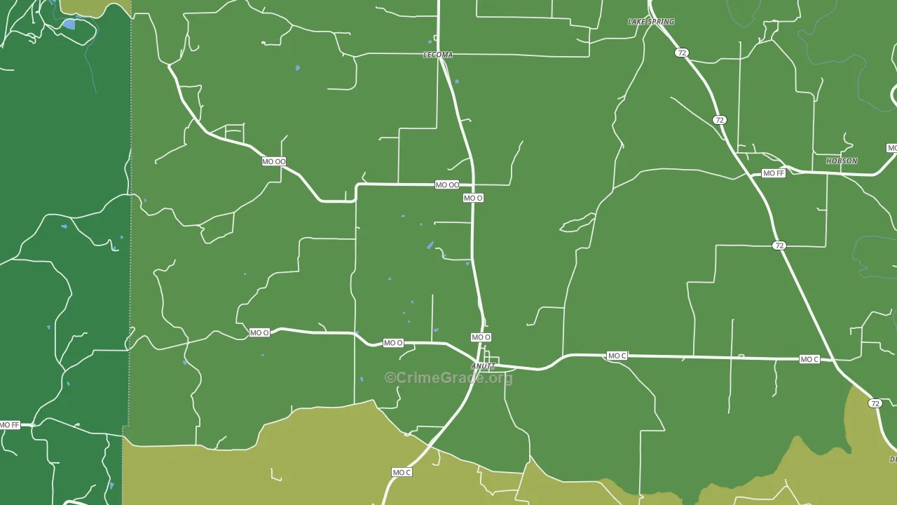 Lecoma, MO Map of Vandalism Rates