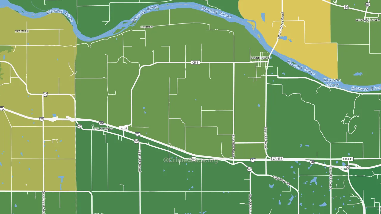Lecompton, KS Map of Vandalism Rates