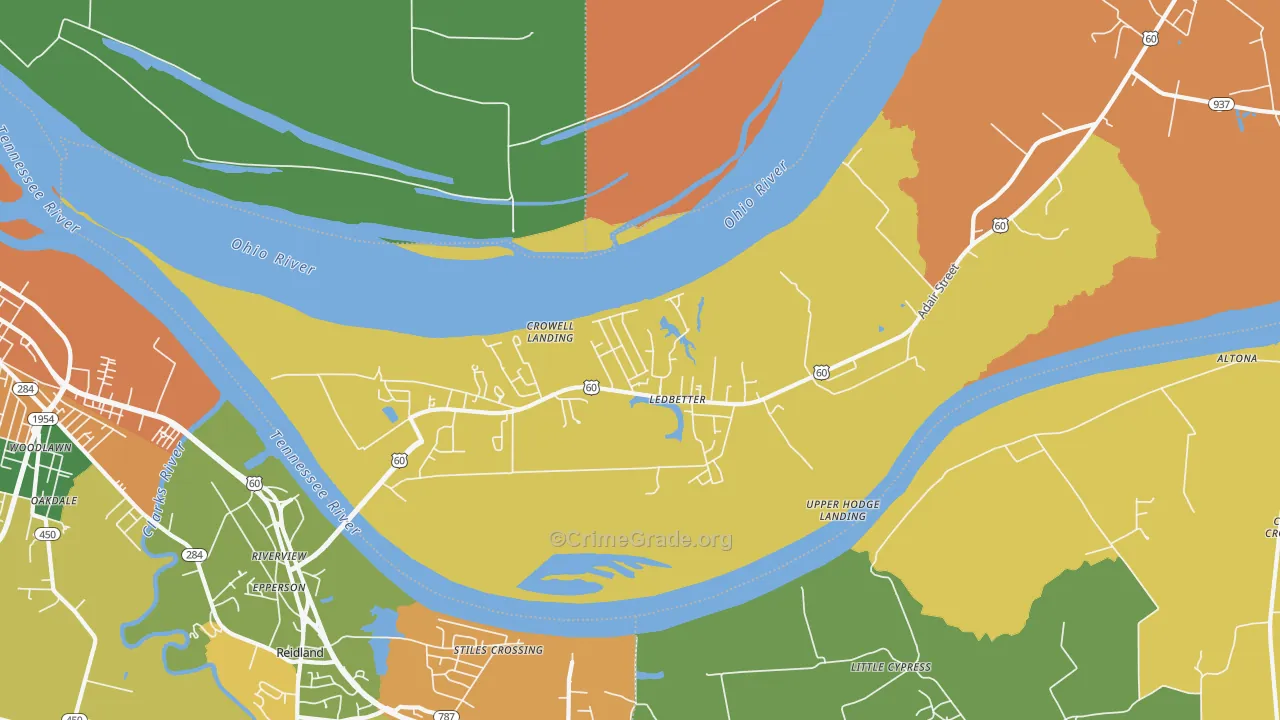 Ledbetter, KY Map of Vandalism Rates