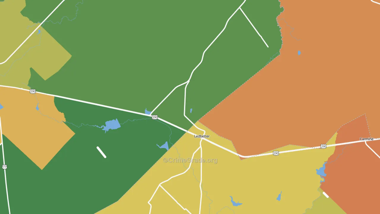 Ledbetter, TX Map of Vandalism Rates