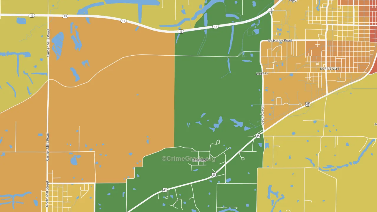 Ledford, IL Map of Vandalism Rates