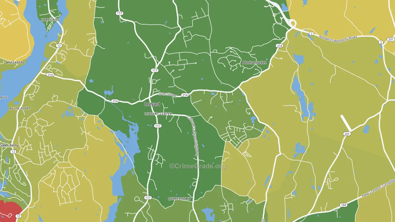 Ledyard, CT Map of Vandalism Rates