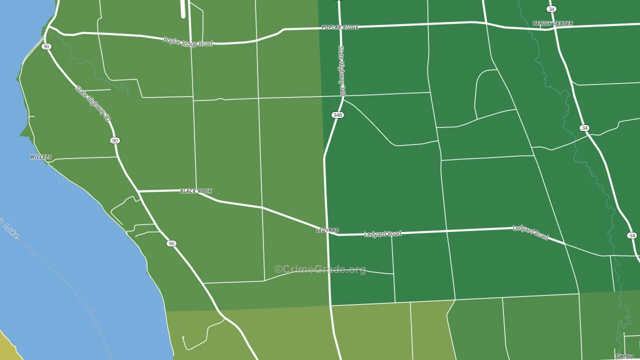 Ledyard, NY Map of Vandalism Rates