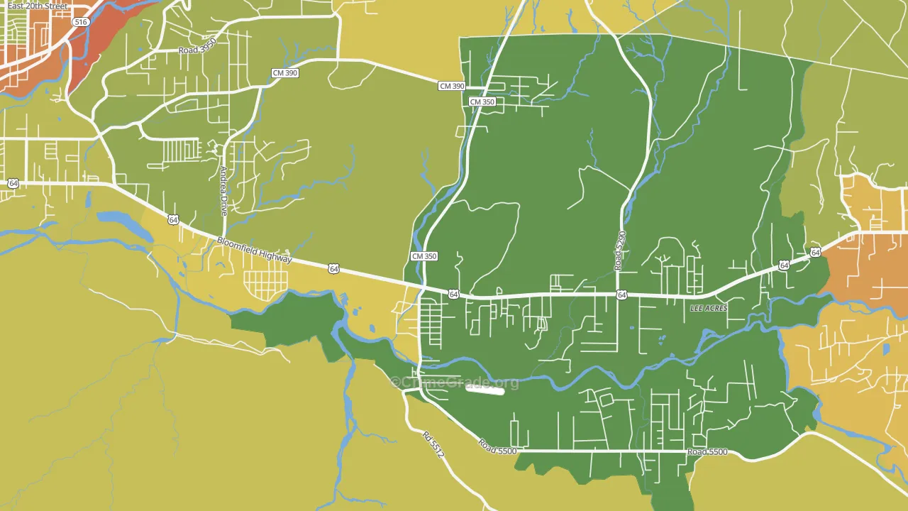 Lee Acres, NM Map of Vandalism Rates
