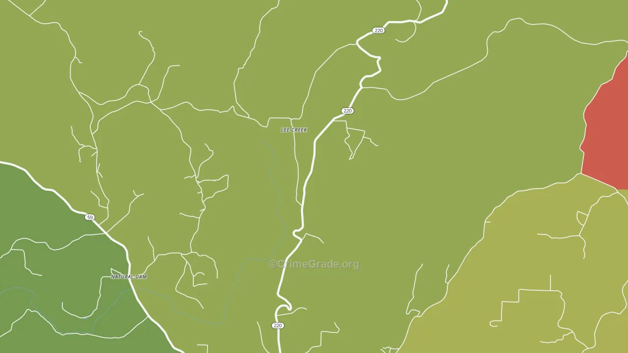 Lee Creek, AR Map of Vandalism Rates
