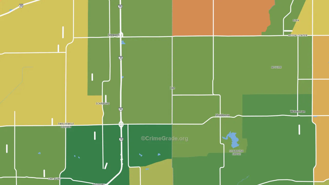 Lee, IL Map of Vandalism Rates