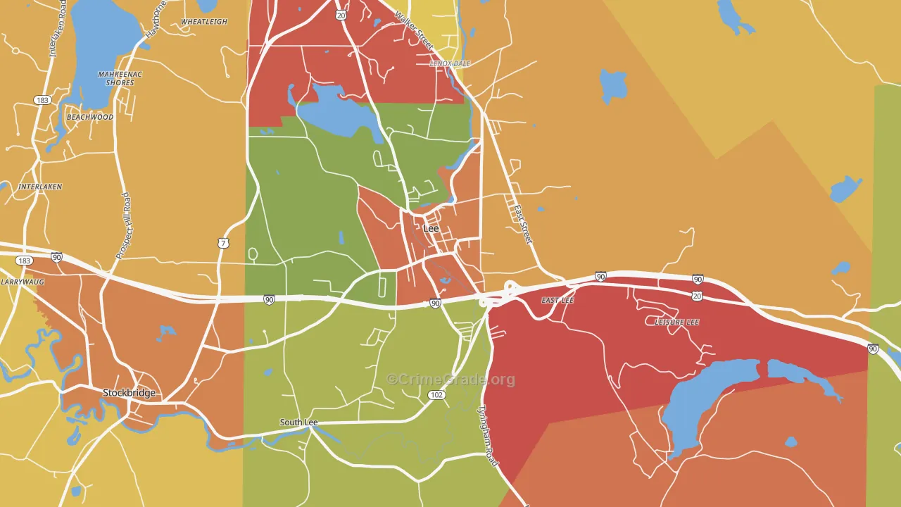 Lee, MA Map of Vandalism Rates