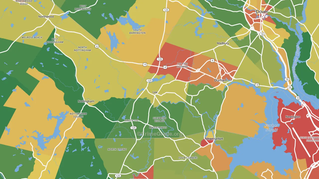 Lee, NH Map of Vandalism Rates