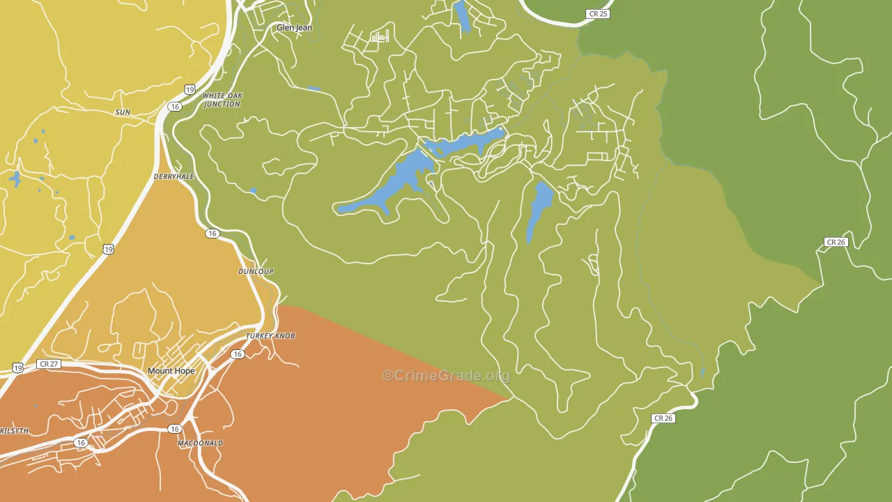 Lee, WV Map of Vandalism Rates