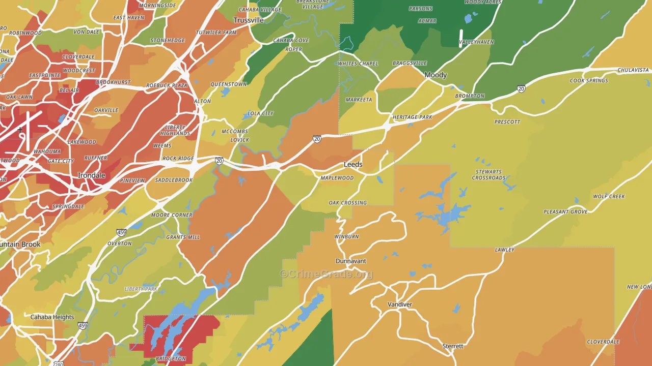 Leeds, AL Map of Vandalism Rates