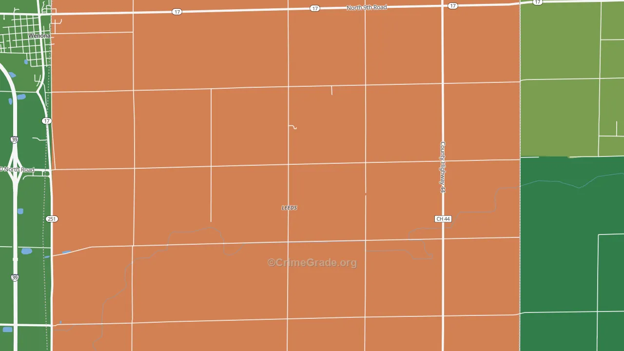 Leeds, IL Map of Vandalism Rates