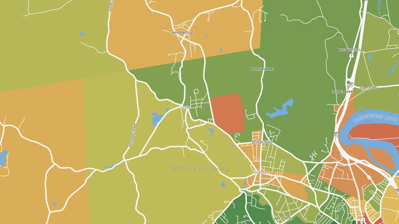 Leeds, MA Map of Vandalism Rates